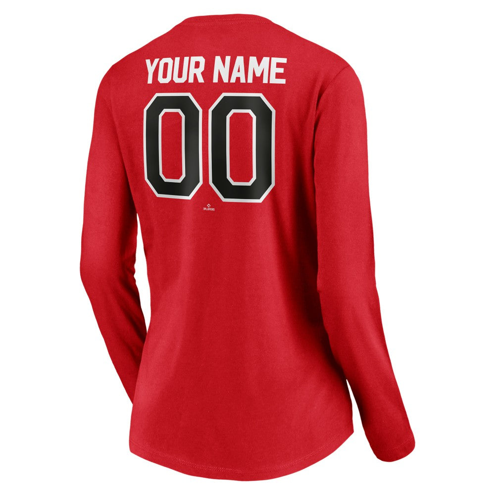 Cincinnati Reds Women's Personalized Winning Streak Name & Number Long Sleeve V-Neck T-Shirt for sale
