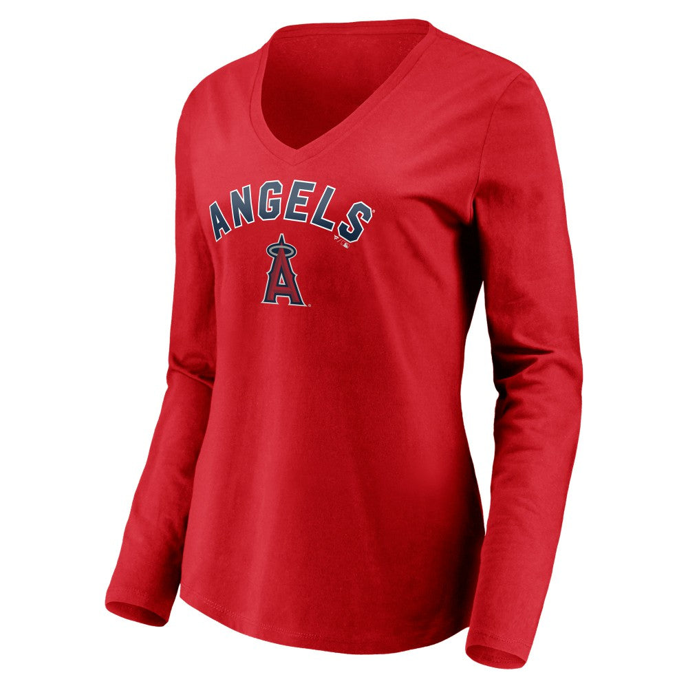 Los Angeles Angels Women's Personalized Winning Streak Name & Number Long Sleeve V-Neck T-Shirt Lifestyle