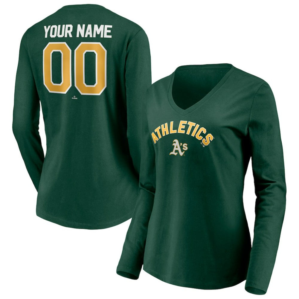 Athletics Women's Personalized Winning Streak Name & Number Long Sleeve V-Neck T-Shirt Clearance