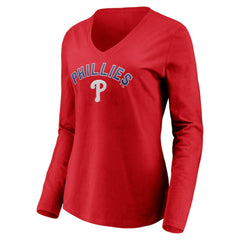 Philadelphia Phillies Women's Personalized Winning Streak Name & Number Long Sleeve V-Neck T-Shirt discount