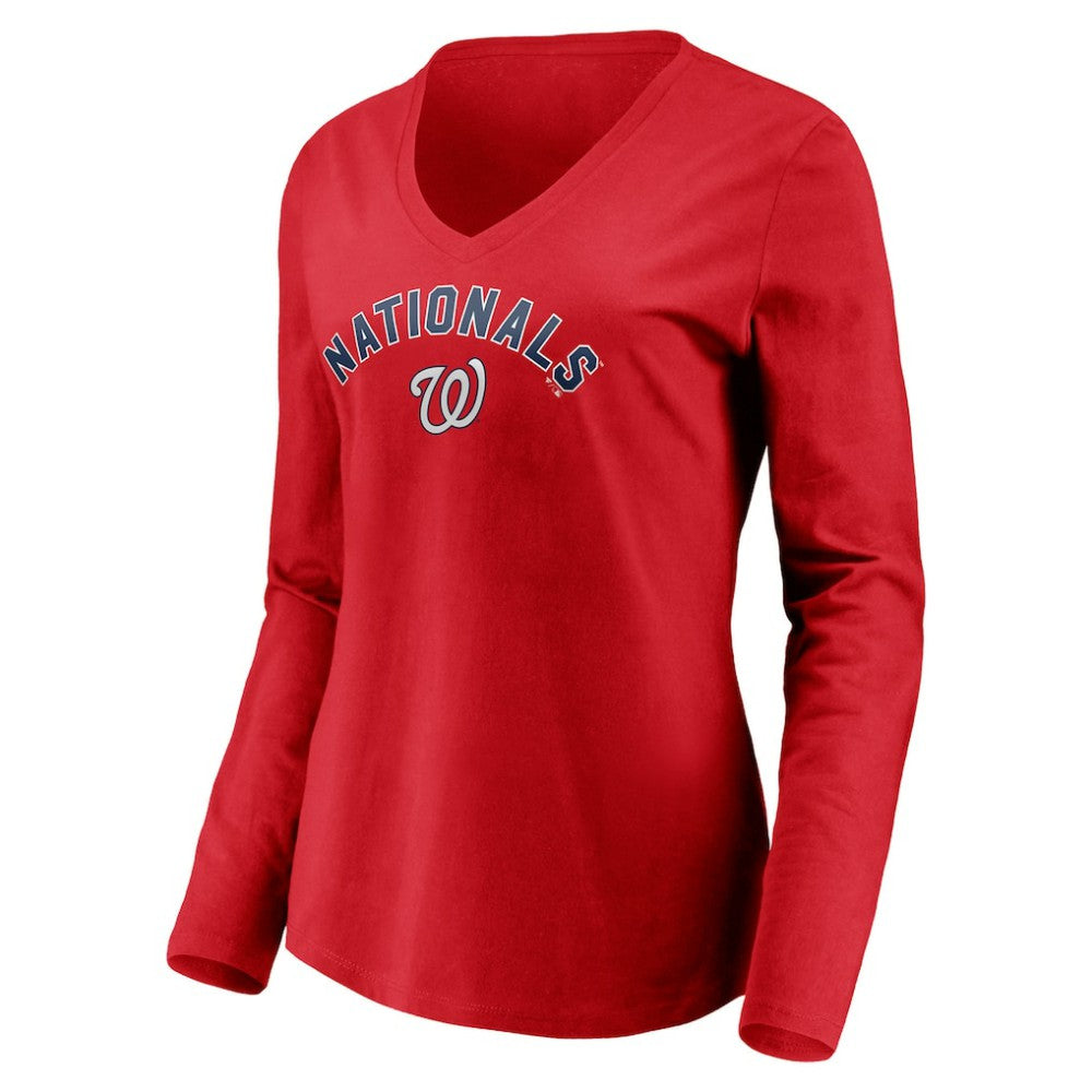 Washington Nationals Women's Personalized Winning Streak Name & Number Long Sleeve V-Neck T-Shirt discount