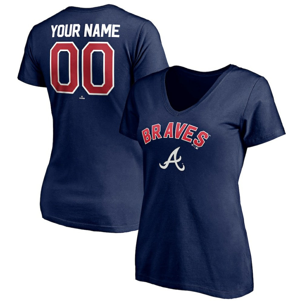 Atlanta Braves Women's Personalized Winning Streak Name & Number V-Neck T-Shirt Lifestyle