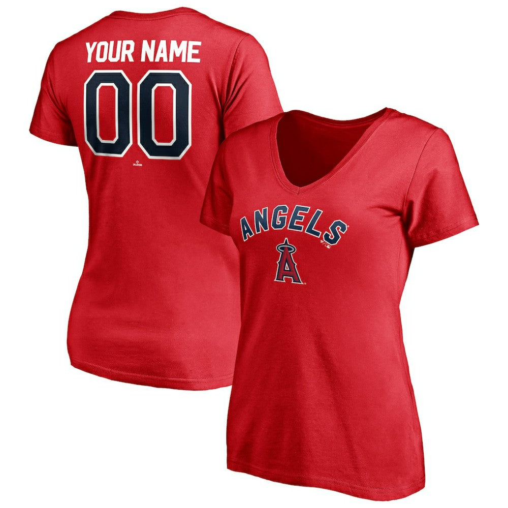 Los Angeles Angels Women's Personalized Winning Streak Name & Number V-Neck T-Shirt Sale