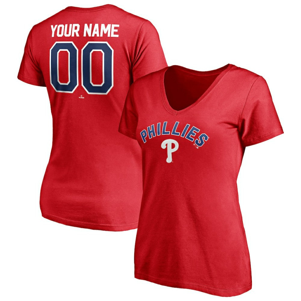 Philadelphia Phillies Women's Personalized Winning Streak Name & Number V-Neck T-Shirt for sale