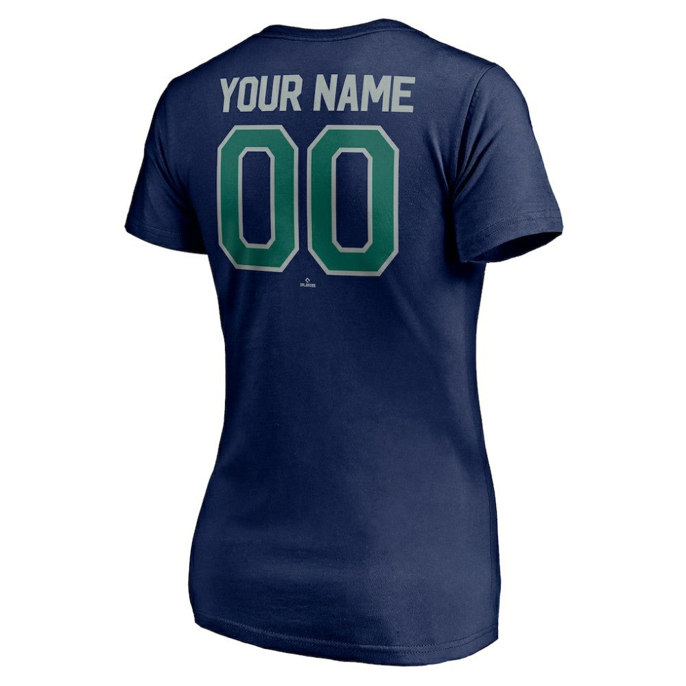 Seattle Mariners Women's Personalized Winning Streak Name & Number V-Neck T-Shirt On Sale
