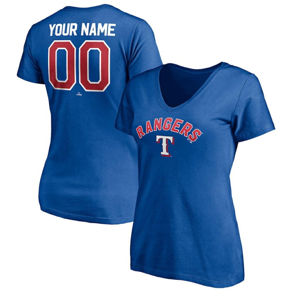 Texas Rangers Women's Personalized Winning Streak Name & Number V-Neck T-Shirt Sale