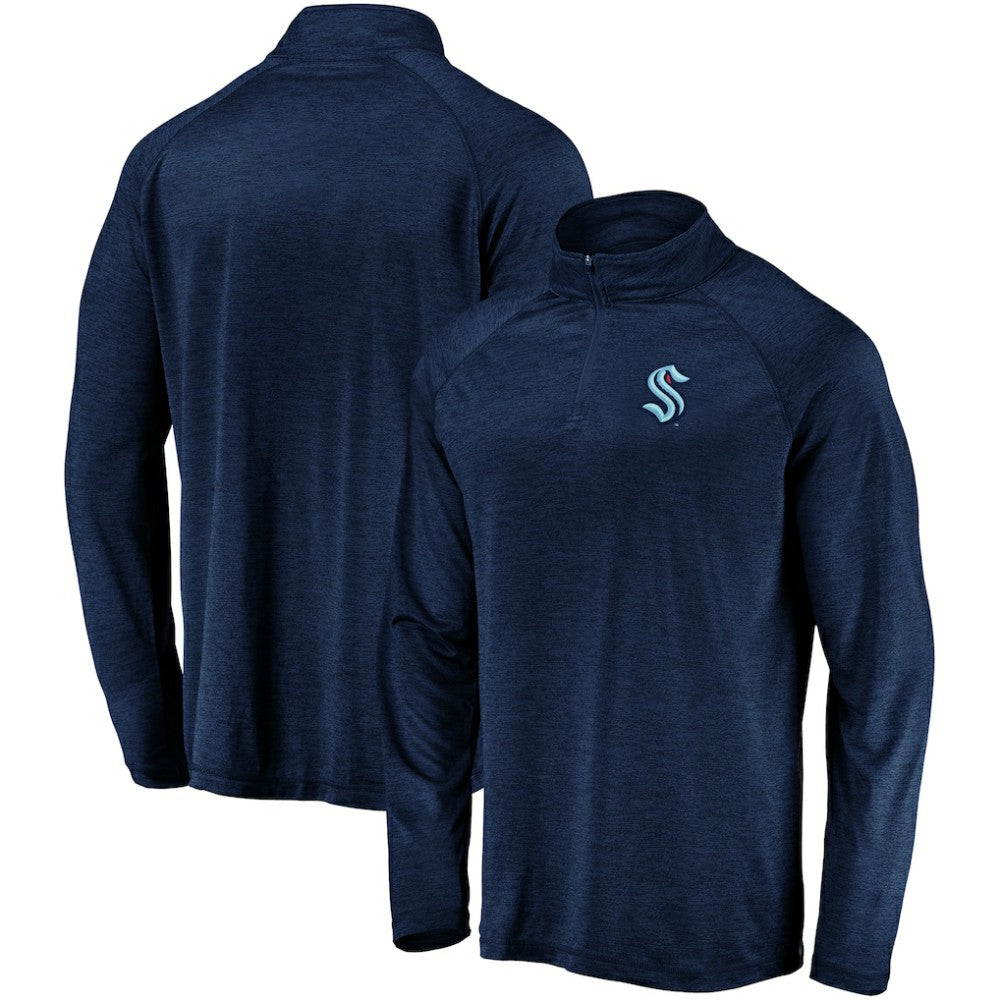 Seattle Kraken Fanatics Primary Logo Quarter-Zip Pullover Fleece Jacket Navy