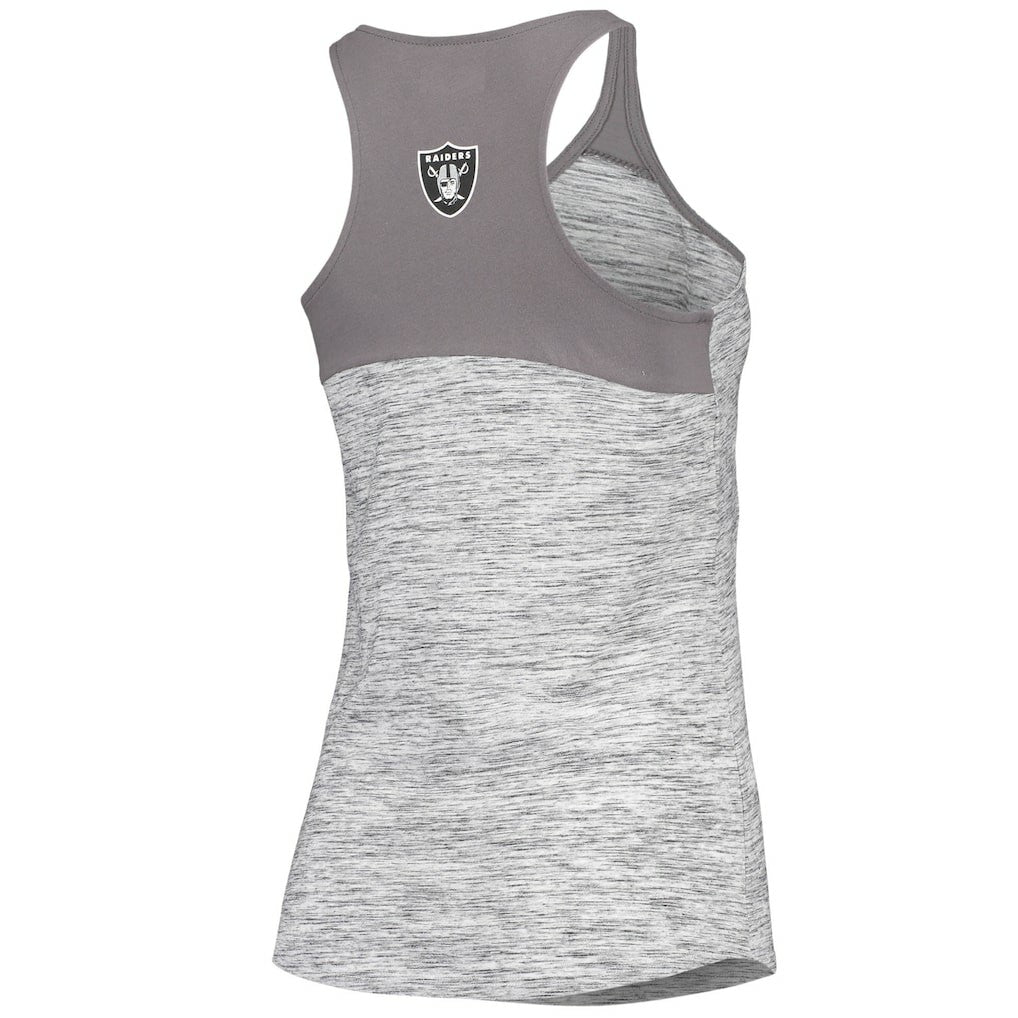 Las Vegas Raiders New Era Women's Space Dye Racerback Scoop Neck Tank Top Silver/Black - NFL