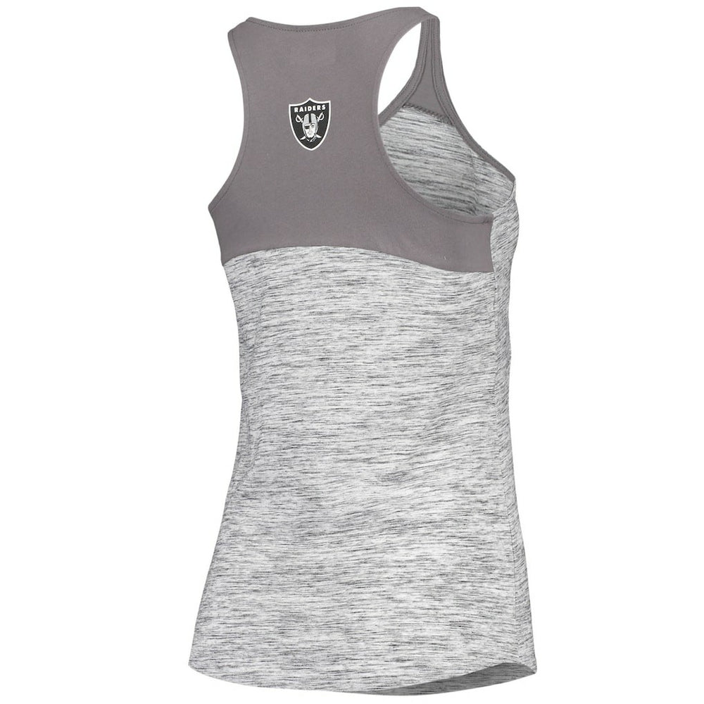 Las Vegas Raiders New Era Women's Space Dye Racerback Scoop Neck Tank Top Silver/Black - NFL