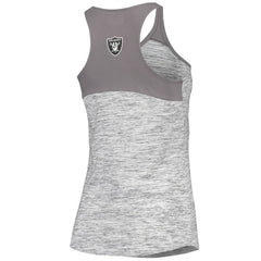 Las Vegas Raiders New Era Women's Space Dye Racerback Scoop Neck Tank Top Silver/Black - NFL