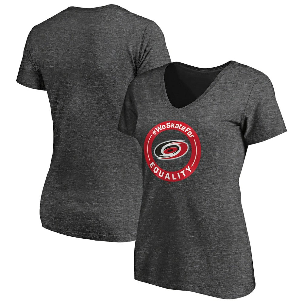 Carolina Hurricanes - Women's #WeSkateFor V-Neck T-Shirt Heather Gray