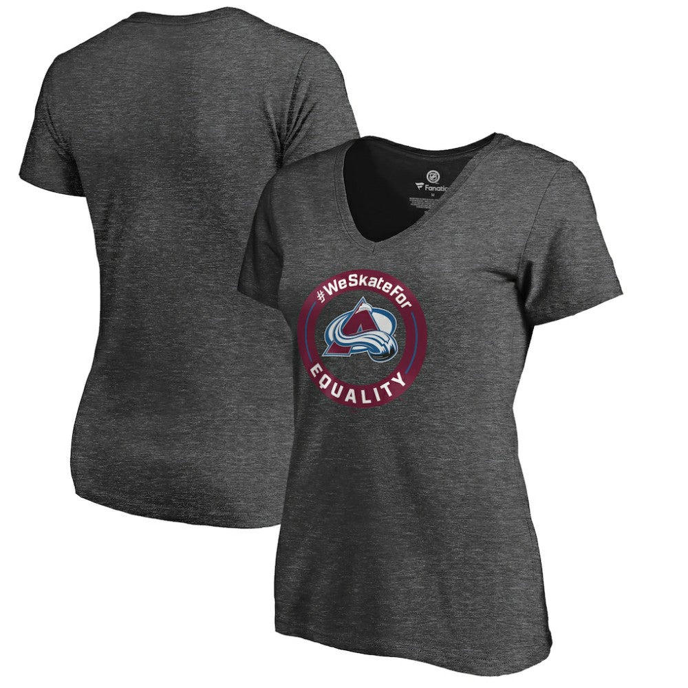 Colorado Avalanche - Women's #WeSkateFor V-Neck T-Shirt Heather Gray