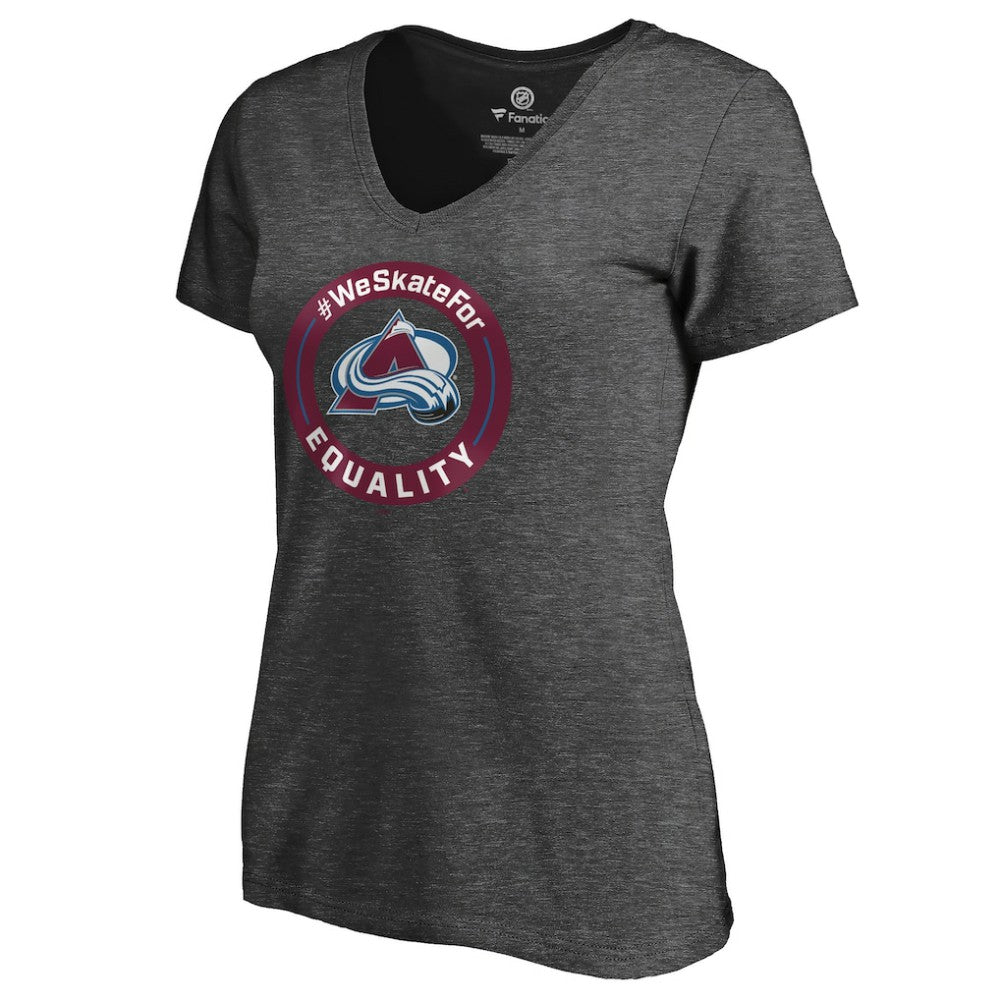 Colorado Avalanche - Women's #WeSkateFor V-Neck T-Shirt Heather Gray