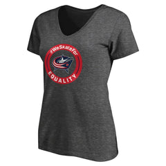 Columbus Blue Jackets - Women's #WeSkateFor V-Neck T-Shirt Heather Gray