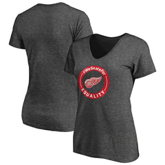 Detroit Red Wings - Women's #WeSkateFor V-Neck T-Shirt Heather Gray