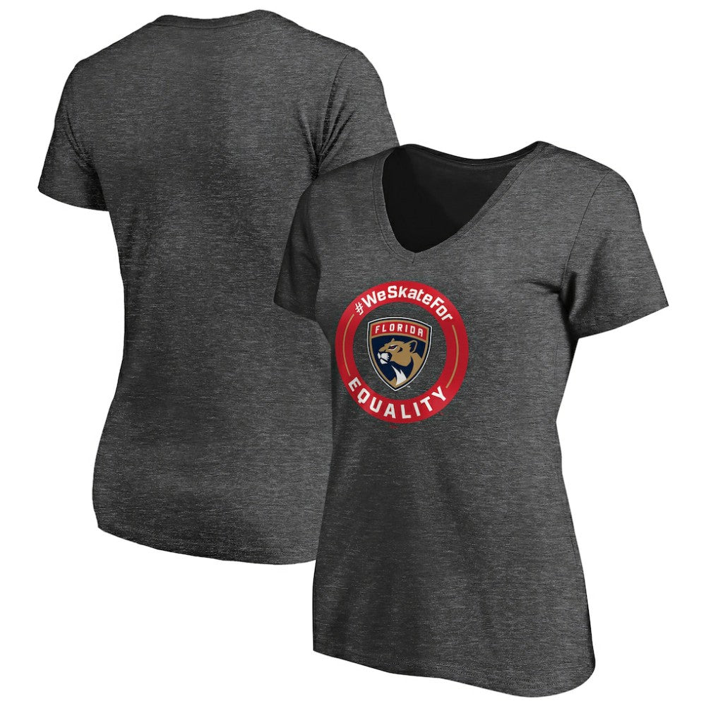 Florida Panthers - Women's #WeSkateFor V-Neck T-Shirt Heather Gray