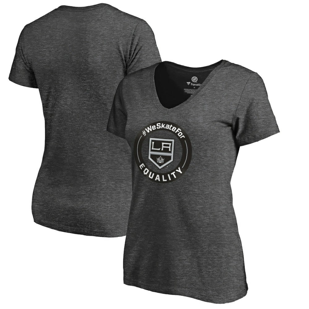 Los Angeles Kings - Women's #WeSkateFor V-Neck T-Shirt Heather Gray