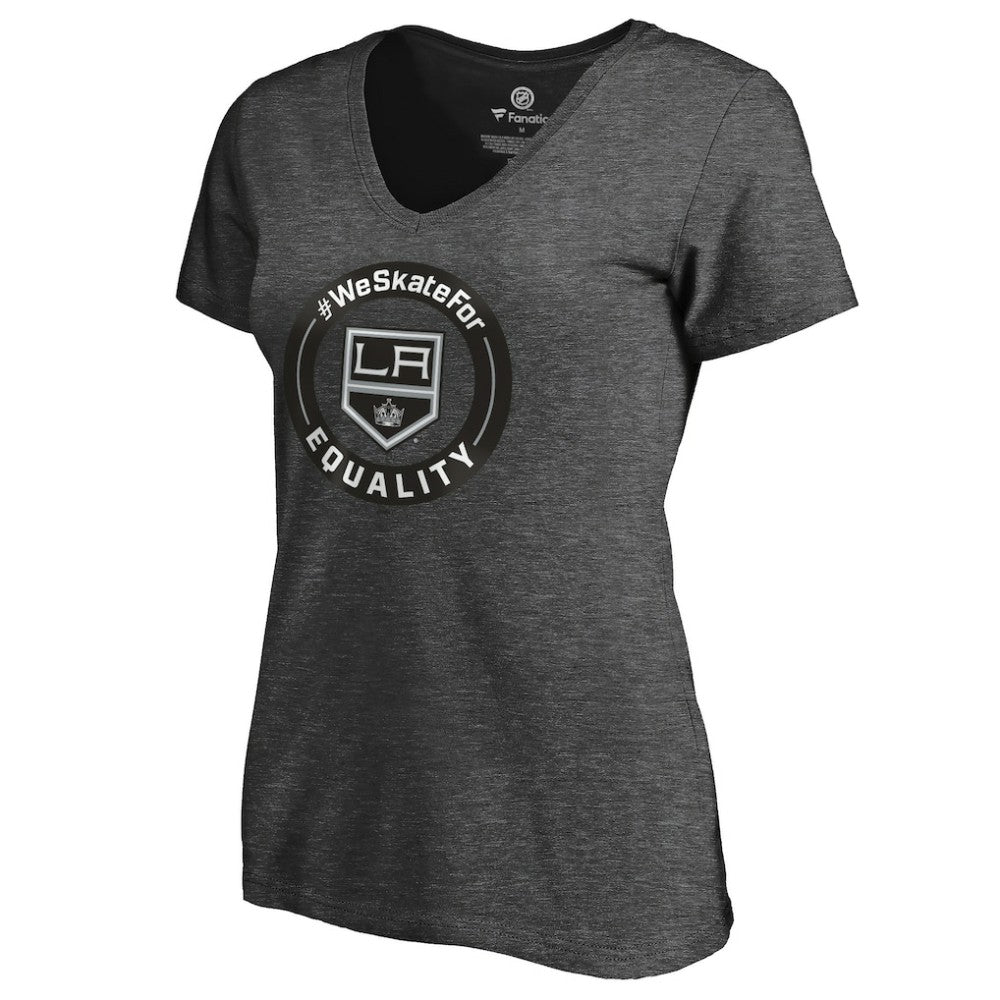 Los Angeles Kings - Women's #WeSkateFor V-Neck T-Shirt Heather Gray