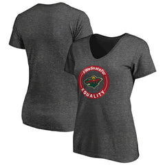 Minnesota Wild - Women's #WeSkateFor V-Neck T-Shirt Heather Gray