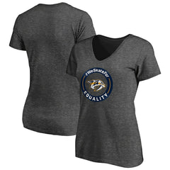 Nashville Predators - Women's #WeSkateFor V-Neck T-Shirt Heather Gray