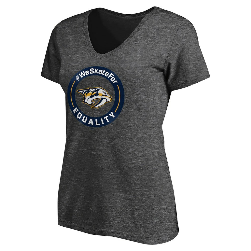 Nashville Predators - Women's #WeSkateFor V-Neck T-Shirt Heather Gray