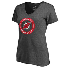 New Jersey Devils - Women's #WeSkateFor V-Neck T-Shirt Heather Gray