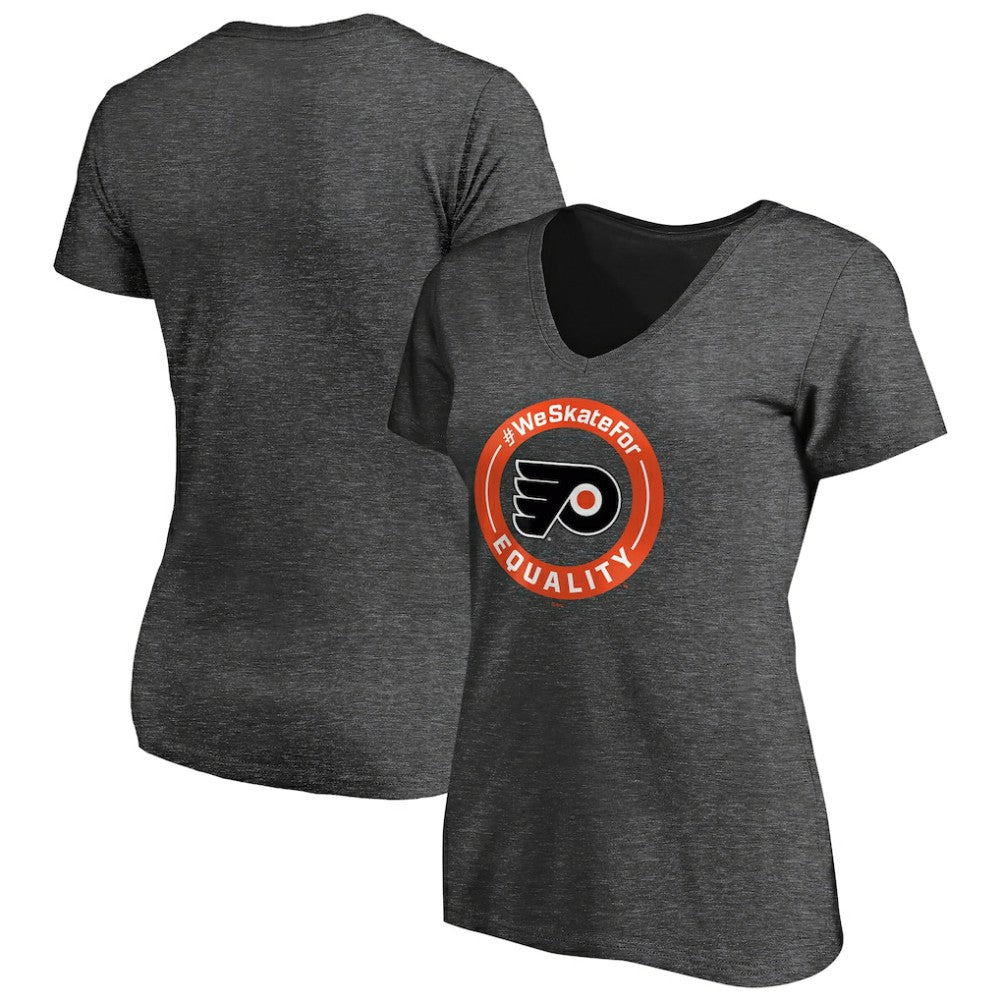Philadelphia Flyers - Women's #WeSkateFor V-Neck T-Shirt Heather Gray