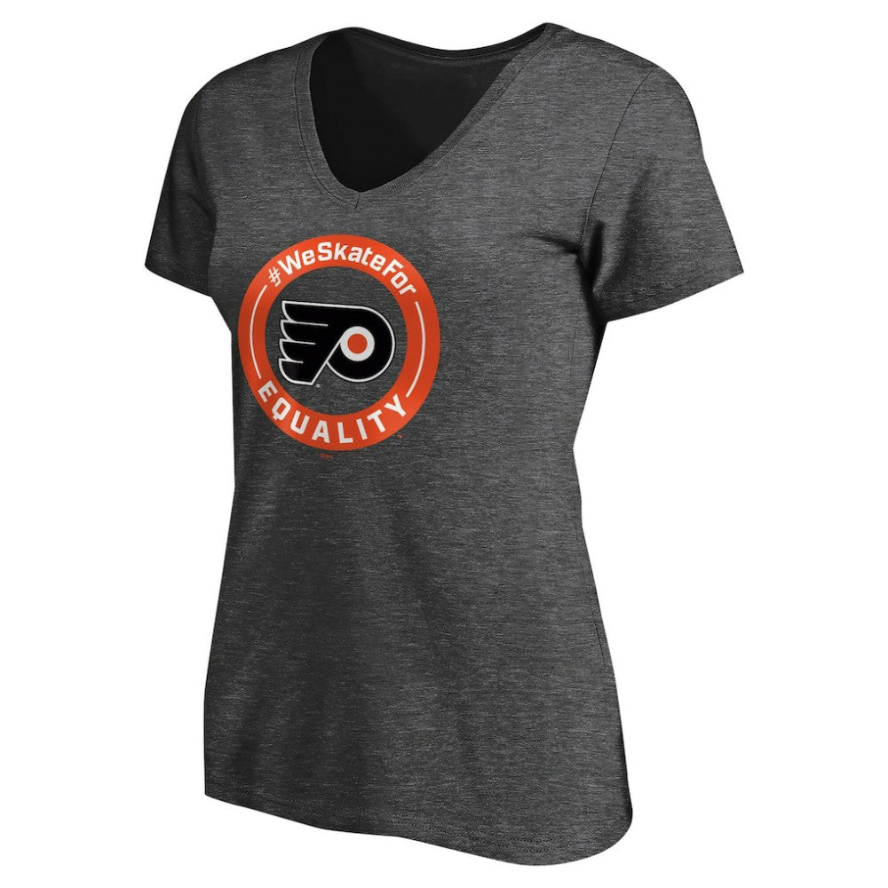 Philadelphia Flyers - Women's #WeSkateFor V-Neck T-Shirt Heather Gray