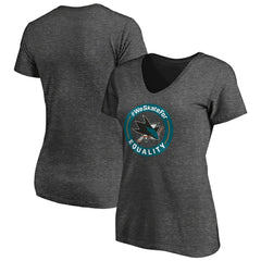 San Jose Sharks - Women's #WeSkateFor V-Neck T-Shirt Heather Gray