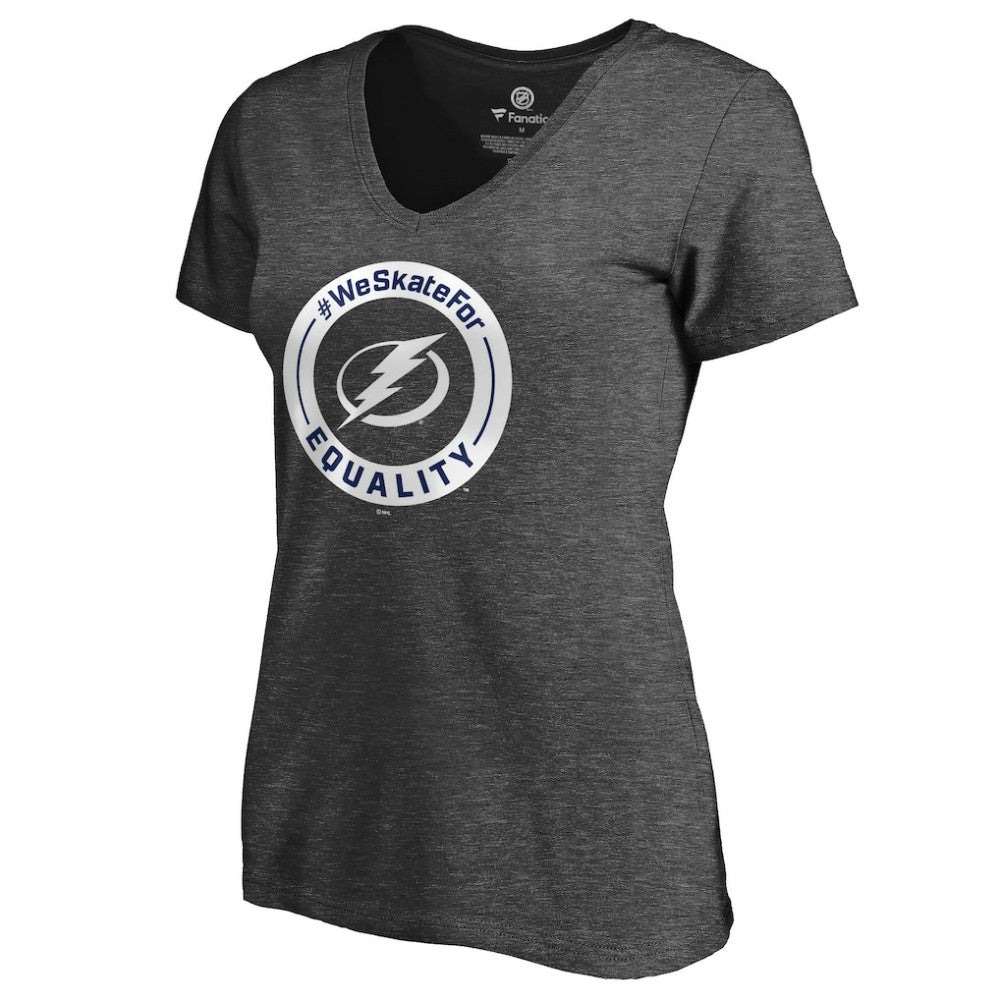 Tampa Bay Lightning - Women's #WeSkateFor V-Neck T-Shirt Heather Gray