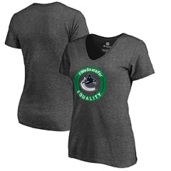 Vancouver Canucks - Women's #WeSkateFor V-Neck T-Shirt Heather Gray