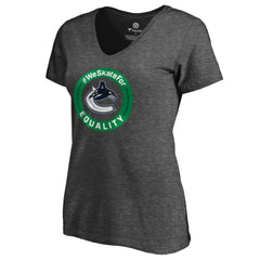 Vancouver Canucks - Women's #WeSkateFor V-Neck T-Shirt Heather Gray