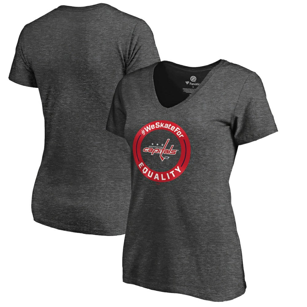 Washington Capitals Women's #WeSkateFor V-Neck T-Shirt Heather Gray