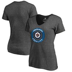Winnipeg Jets - Women's #WeSkateFor V-Neck T-Shirt Heather Gray