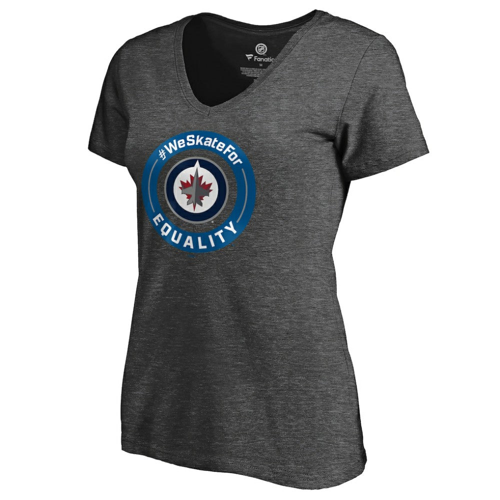 Winnipeg Jets - Women's #WeSkateFor V-Neck T-Shirt Heather Gray