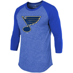 Jordan Binnington St. Louis Blues - Fanatics Name & Number Tri-Blend Raglan 3/4-Sleeve T-Shirt Blue