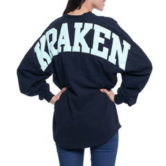 Seattle Kraken Fanatics Women's Lace Up Long Sleeve Spirit Top Navy