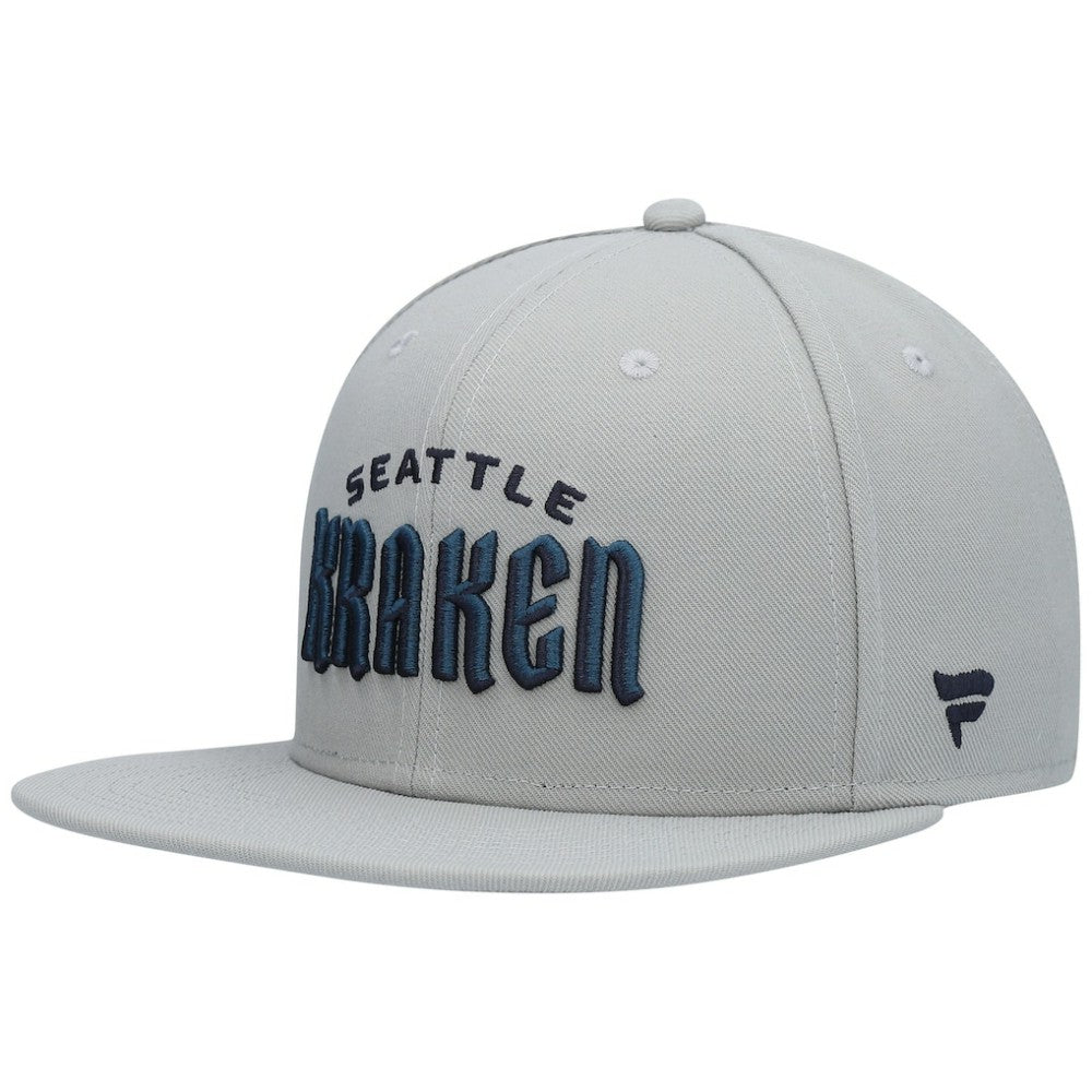 Seattle Kraken Fanatics Wordmark Logo Snapback Hat Gray