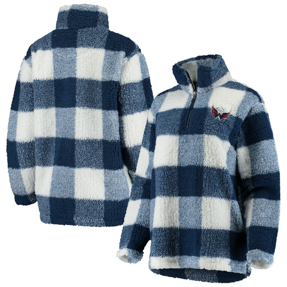Washington Capitals G-III 4Her by Carl Banks Women's Plaid Sherpa Quarter-Zip Jacket Navy/White