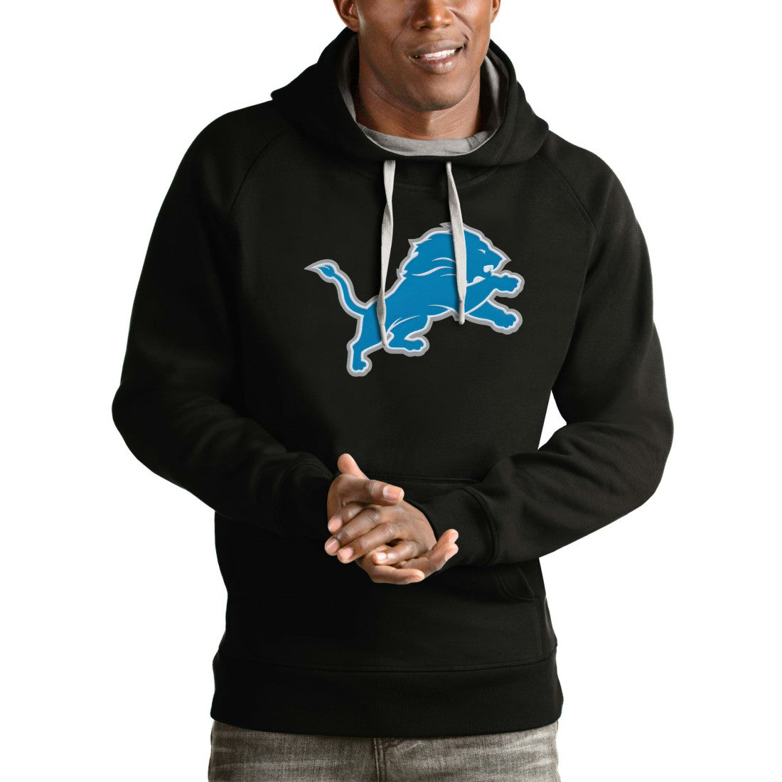 Detroit Lions Antigua Victory Pullover Hoodie Black - NFL