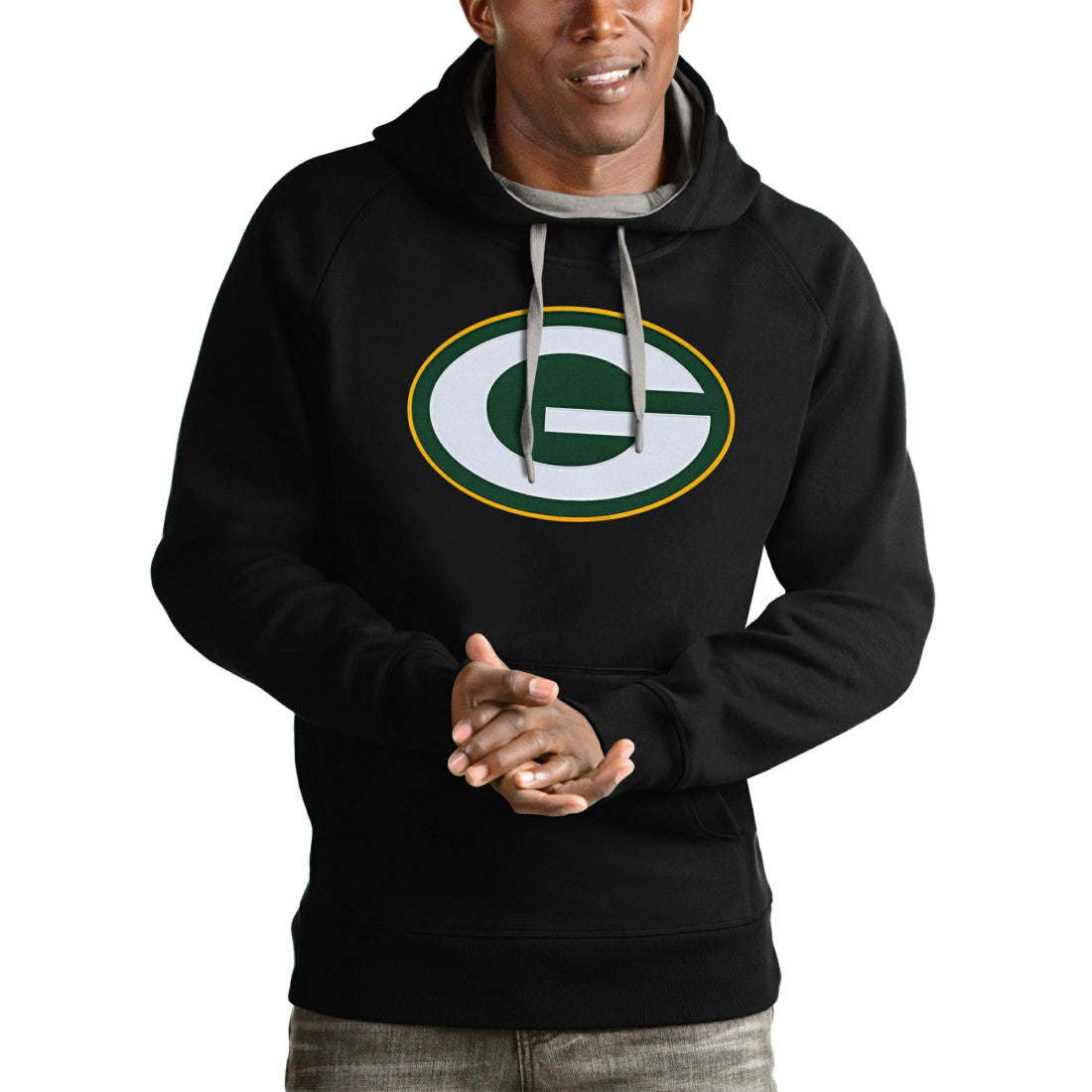 Green Bay Packers Antigua Victory Pullover Hoodie Black - NFL