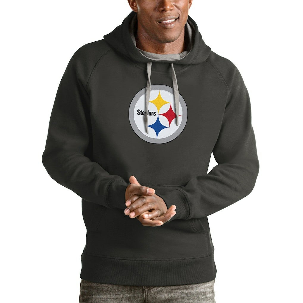 Pittsburgh Steelers Antigua Victory Pullover Hoodie Charcoal - NFL