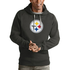 Pittsburgh Steelers Antigua Victory Pullover Hoodie Charcoal - NFL