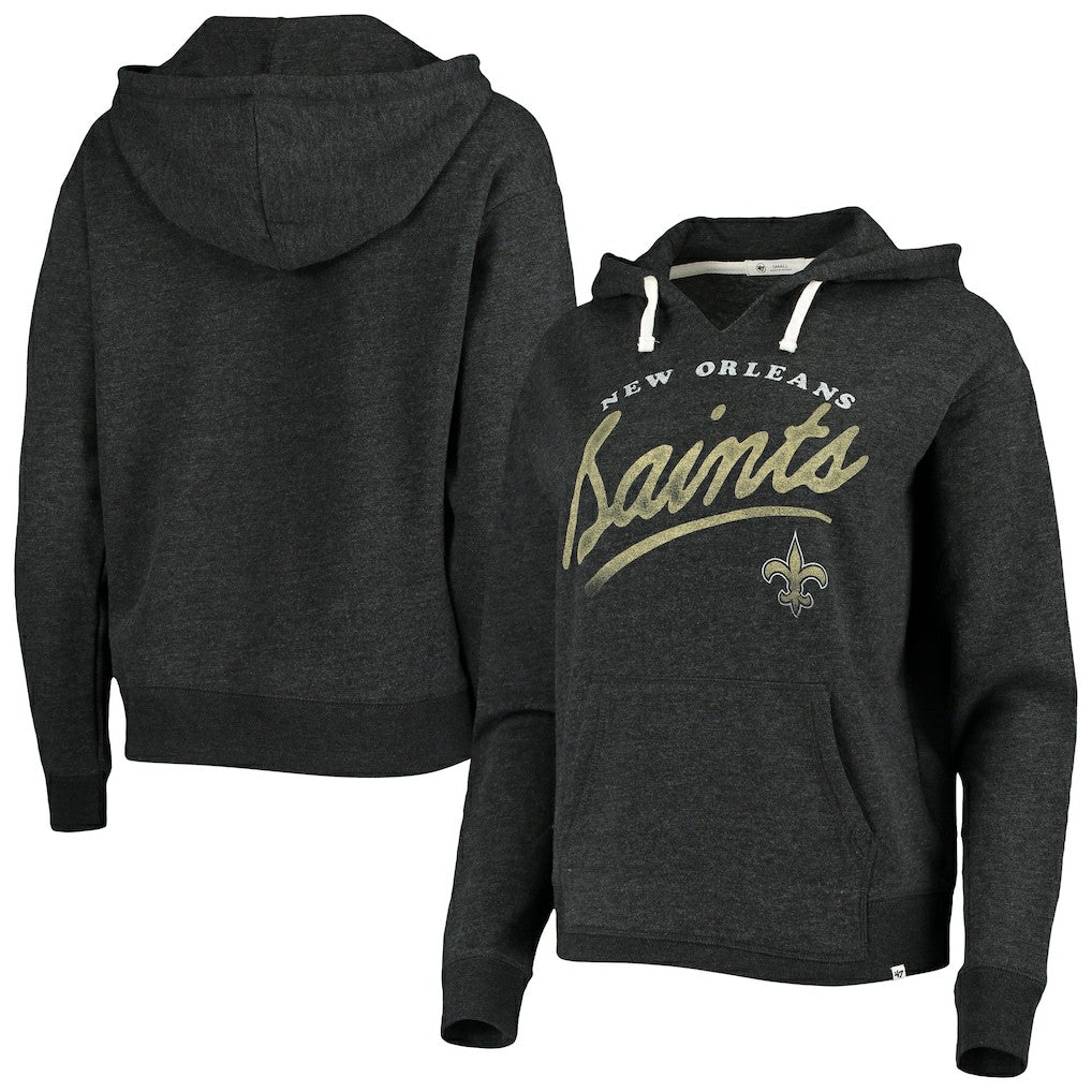New Orleans Saints '47 Women's Cross Script Emerson Hoodie Heather Charcoal - 47 brand