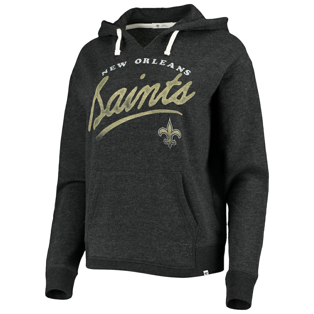 New Orleans Saints '47 Women's Cross Script Emerson Hoodie Heather Charcoal - 47 brand