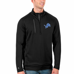 Detroit Lions Antigua Generation Quarter-Zip Pullover Jacket Black/Charcoal - NFL