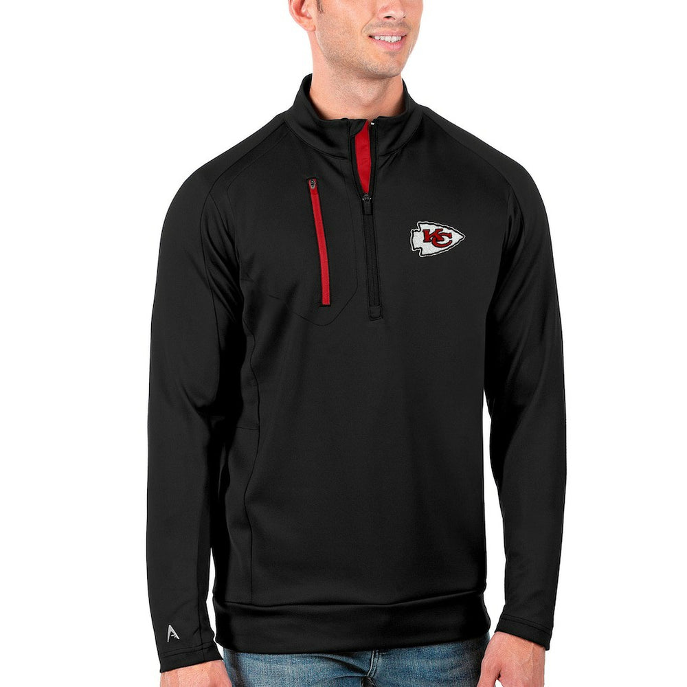 Kansas City Chiefs Antigua Generation Quarter-Zip Pullover Jacket Black/Red - NFL