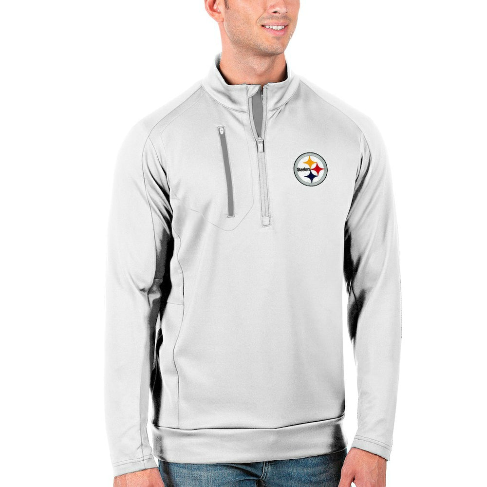 Pittsburgh Steelers Antigua Generation Quarter-Zip Pullover Jacket White/Silver - NFL