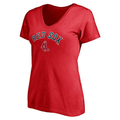 Boston Red Sox Women's Cooperstown Winning Streak Personalized Name & Number V-Neck T-Shirt Sale
