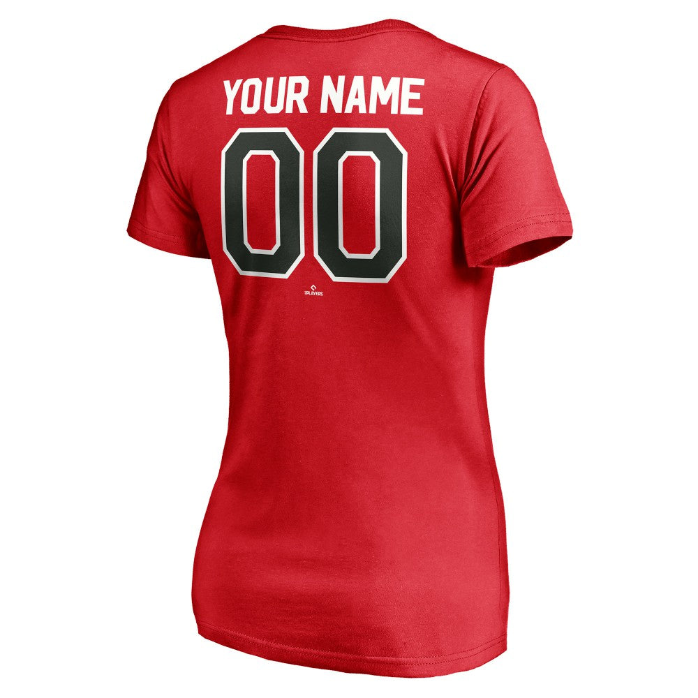 Cincinnati Reds Women's Cooperstown Winning Streak Personalized Name & Number V-Neck T-Shirt On Sale